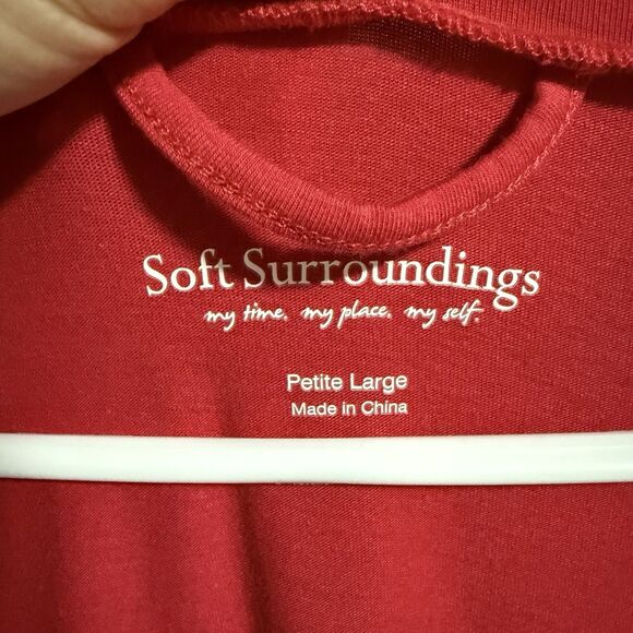 Soft Surroundings Petite Half Sleeve Faux Wrap Maxi Dress Stretchy Red Size PL - Picture 6 of 7